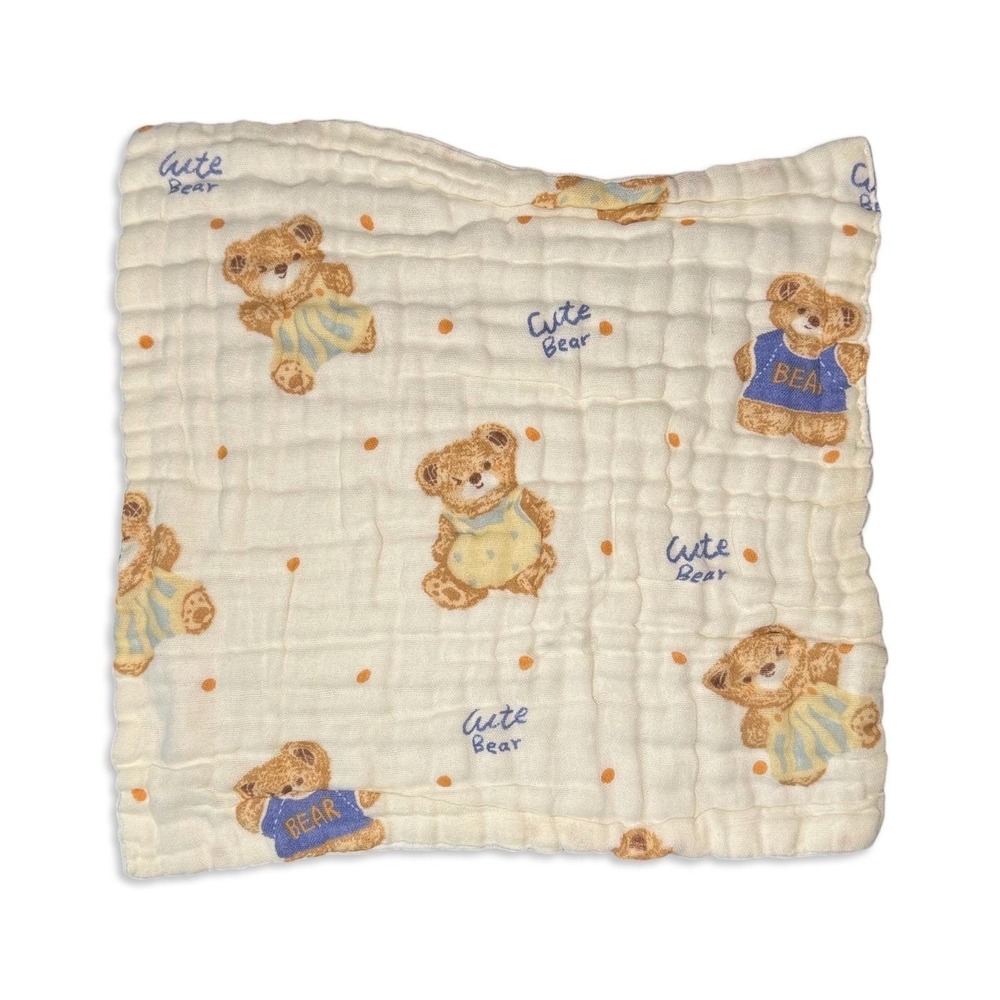 4 pack Wash/Burp Cloths in Teddy Bear Pattern, 10 x 10